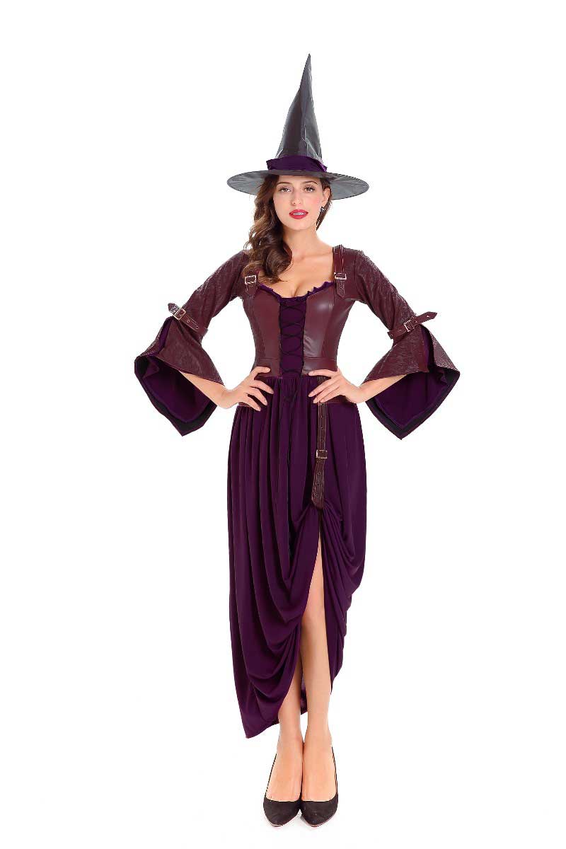 F1787 Adult Purple and Brown Salem Witch Costume